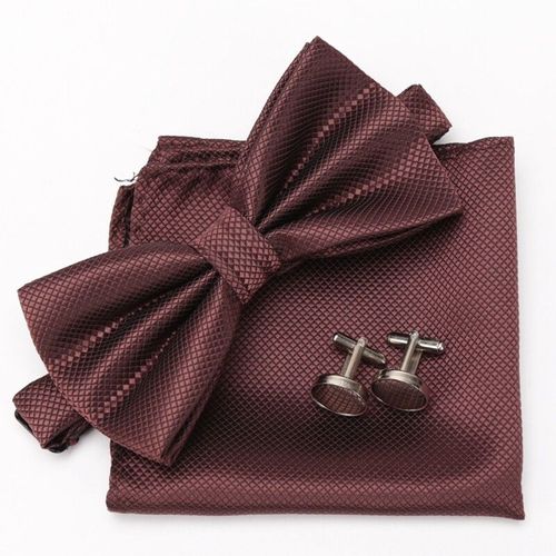 Lèvent De Manchette À Carreaux Classiques Pour Hommes,Ensemble De N?uds Papillon,Mouchoir,Boutons De Manchette Formels,Fête De Mariage,3 Pièces