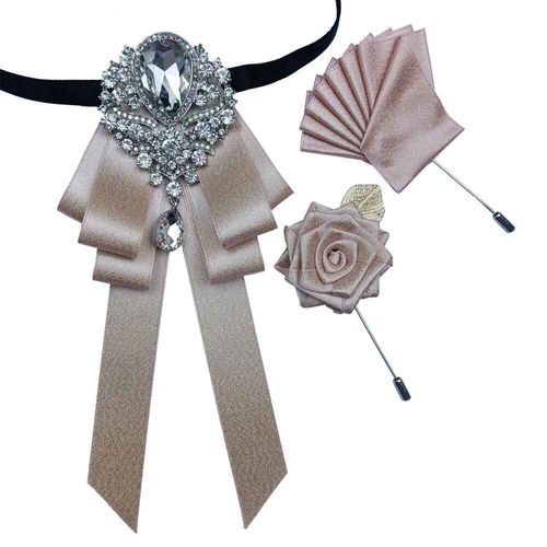 Ensemble De Broches De Mariage De Luxe Pour Homme Et Femme,Col De Chemise Trempé,Corsage De Fleurs,Bijoux Faits À La Main,3 Pièces