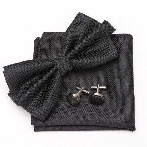 Lèvent De Manchette À Carreaux Classiques Pour Hommes,Ensemble De N?uds Papillon,Mouchoir,Boutons De Manchette Formels,Fête De Mariage,3 Pièces
