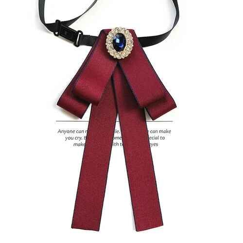 Collier Femme Fleurs Noeud Papillon Ruban Broche Britannique Mode Coréenne Collège Style Banque Vêtements De Cérémonie Chemises Cristal Perle Noeud Papillon