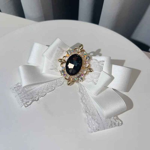 Noeud papillon en dentelle avec biscuits pour femme,collier de perles,fleur,style collège britannique,vintage coréen,bijoux cadeaux,accessoires de chemise