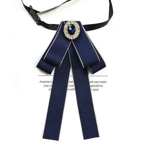 Collier Femme Fleurs Noeud Papillon Ruban Broche Britannique Mode Coréenne Collège Style Banque Vêtements De Cérémonie Chemises Cristal Perle Noeud Papillon