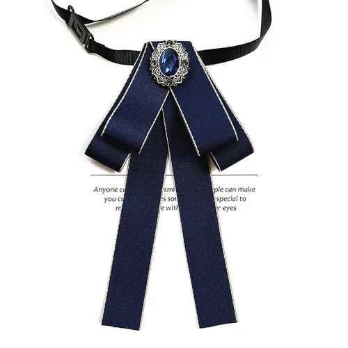 Collier Femme Fleurs Noeud Papillon Ruban Broche Britannique Mode Coréenne Collège Style Banque Vêtements De Cérémonie Chemises Cristal Perle Noeud Papillon