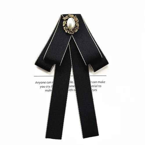 Collier Femme Fleurs Noeud Papillon Ruban Broche Britannique Mode Coréenne Collège Style Banque Vêtements De Cérémonie Chemises Cristal Perle Noeud Papillon