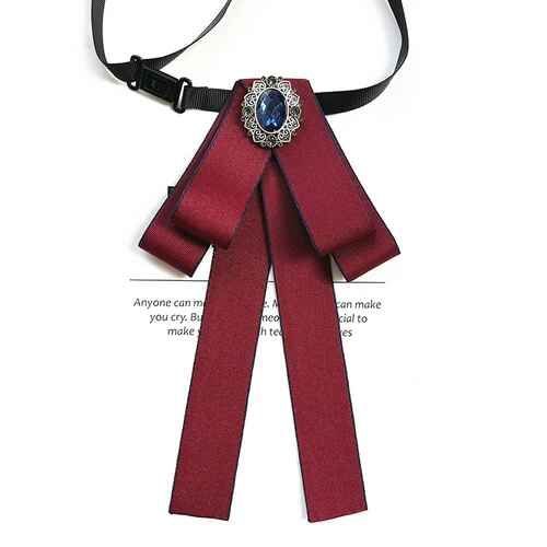 Collier Femme Fleurs Noeud Papillon Ruban Broche Britannique Mode Coréenne Collège Style Banque Vêtements De Cérémonie Chemises Cristal Perle Noeud Papillon