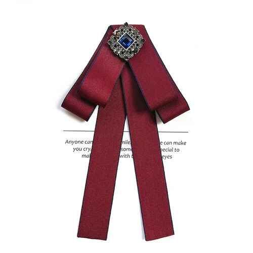 Collier Femme Fleurs Noeud Papillon Ruban Broche Britannique Mode Coréenne Collège Style Banque Vêtements De Cérémonie Chemises Cristal Perle Noeud Papillon