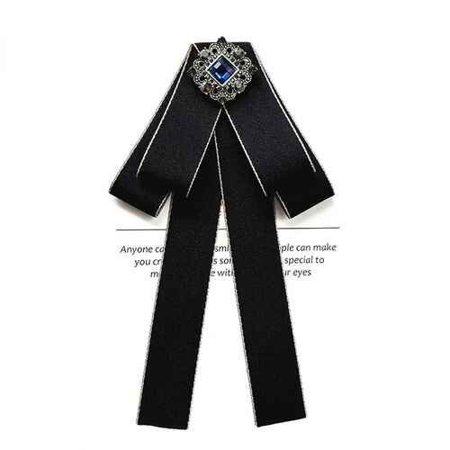 Collier Femme Fleurs Noeud Papillon Ruban Broche Britannique Mode Coréenne Collège Style Banque Vêtements De Cérémonie Chemises Cristal Perle Noeud Papillon