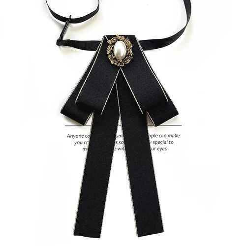 Collier Femme Fleurs Noeud Papillon Ruban Broche Britannique Mode Coréenne Collège Style Banque Vêtements De Cérémonie Chemises Cristal Perle Noeud Papillon