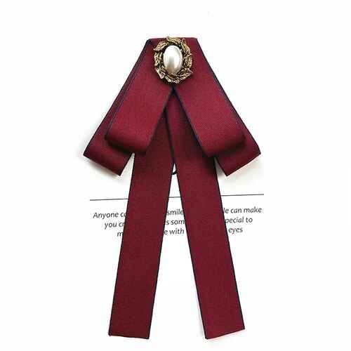 Collier Femme Fleurs Noeud Papillon Ruban Broche Britannique Mode Coréenne Collège Style Banque Vêtements De Cérémonie Chemises Cristal Perle Noeud Papillon