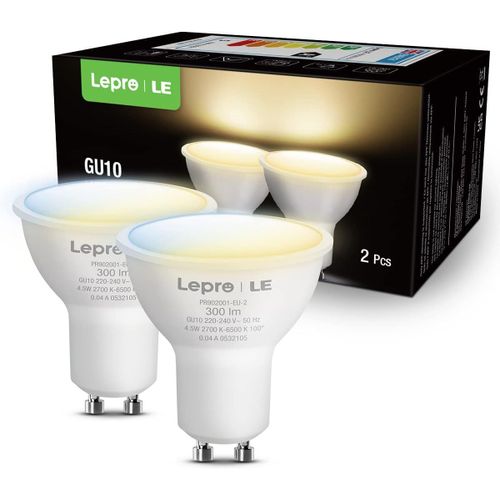 Ampoule Connectée Gu10, Lumière Blanche 2700k - 6500k Dimmable, Ampoule Intelligente Wifi Fonctionne Avec Alexa Google Home, Contrôle Vocal, Accès À Distance, 4.5w(= 50w Ampoule Ha[Amp746964]