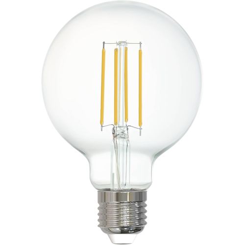 Connect.Z Ampoule Led E27 Connectée, G80, Zigbee, Contrôlable Par Appli Et Commande Vocale, Dimmable, Blanc Chaud, 806 Lumens, 6 Watts, Transparent, Design Vintage[Amp747773]