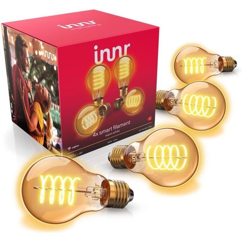 Ampoule Connectée Zigbee E27, Fonctionne Avec Hue* Et Alexa (Pont Requis), Filament Lampe, Blanc Chaud, Ampoules Led, Intensité Variable, 550 Lumens - 4 Pack[Amp745133]