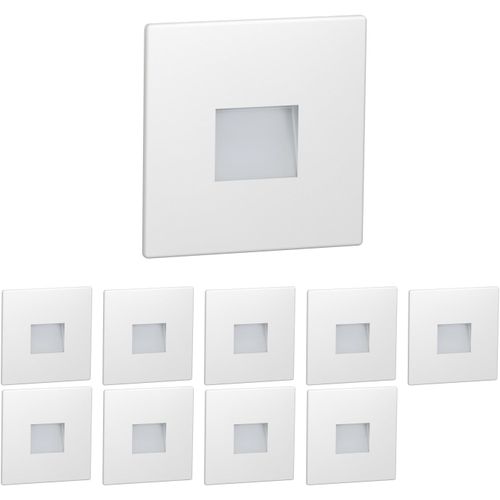 10 Pièces Led Lumière D'Escalier/Lampe Murale Encastrée Fow Pour L'Intérieur Et L'Extérieur, Downlight, Carré, 85 X 85Mm, Blanc Froid[AMP748581]