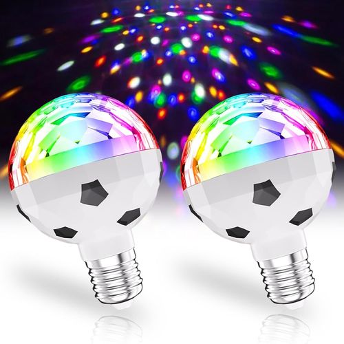 Boule Disco Led E27, 6 W, Lampe Disco Rvb, Pivotante À 360°, Éclairage De Fête, Éclairage Disco Led Rvb 7 Couleurs, Effets De Lumière, Décoration De Fête D'Anniversaire[AMP747999]