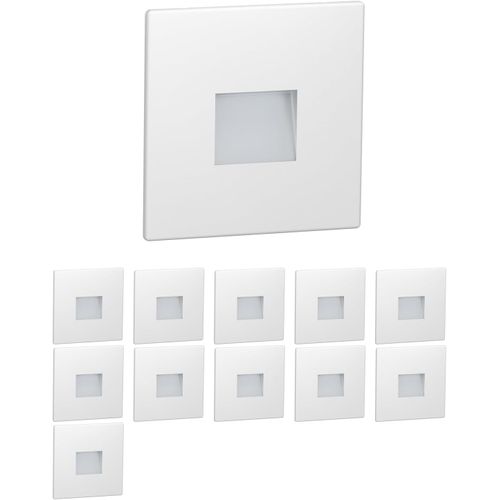 12 Pièces Led Lumière D'Escalier/Lampe Encastrée Dans Le Mur Fow Pour L'Intérieur Et L'Extérieur, Downlight, Rectangulaire, 85 X 85Mm, Blanc Froid[AMP748585]