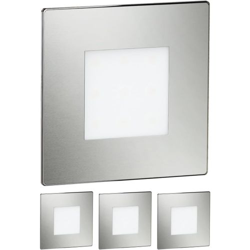 4 Pièces Lumière D'Escalier Led/Lampe Murale Encastrée Fex Pour L'Intérieur Et L'Extérieur, Carrée, Inox, 85 X 85Mm, Blanc Chaud[AMP748724]