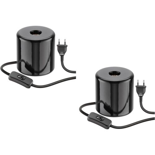 2 Pièces Lampe De Table Tipo, Interrupteur, Porcelaine, Noir, 1x E27 Max. 300w[Amp747574]