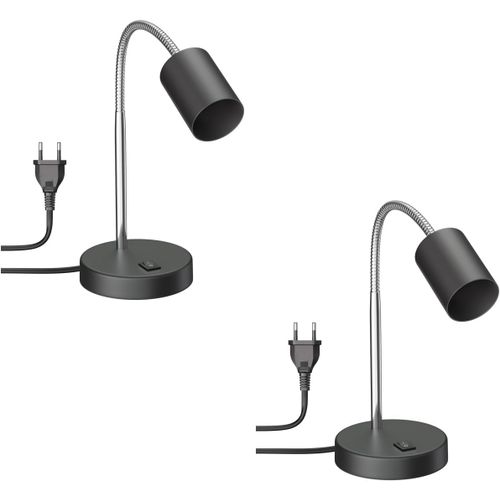 2 Pièces Lampe De Table Waika, Col De Cygne, Interrupteur, Noir, 1x Gu10 Max. 60w[Amp748889]