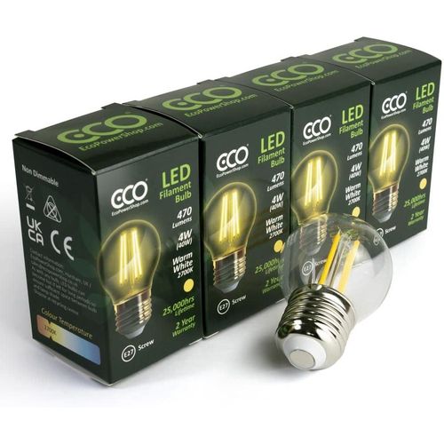 Ampoule Led Vintage En Forme De Balle De Golf 40 W, Filament Led 4 W, 470 Lumens, Verre Transparent, Blanc Chaud (2700 K), Taille De La Balle De Golf P45, Durée De Vie 25 000 Heure[Amp749199]