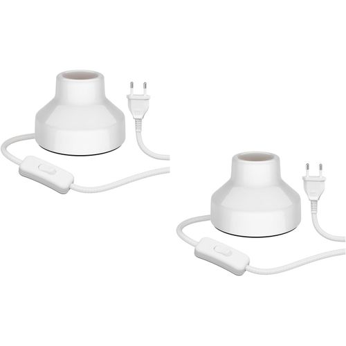 2 Pièces Lampe De Table Tix, Interrupteur, Porcelaine, Blanc, 1x E27 Max. 300w[Amp748058]