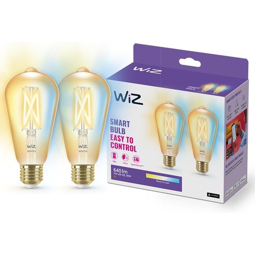 Ampoule Led Connectée Wi-Fi Nuances De Blanc E27, Format Edison, Équivalent 50w, 640 Lumen, Lot De 2, Fonctionne Avec Alexa, Google Assistant Et Apple Homekit[Amp746317]