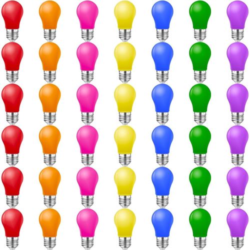 Lot De 42 Ampoules Couleur E27,2w Ampoule Couleur E27 Led, Pour Guirlandes Lumineuses,E27 Ampoules Colorées À L¿Extérieur,Fête,Décoration,Rouge Vert Bleu Orange Jaune Rose Violet[Amp747111]