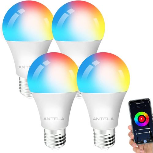 Ampoule Connectée Wifi E27 Led Multicouleurs Rgb + Cct 2700k-6500k, Compatible Avec Alexa/Google Home, Ampoule Intelligente Pas Besoin De Hub, 4 Pcs[Amp741269]