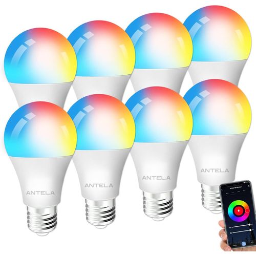 Ampoule Connectée Wifi E27 Led Rgb+Cct 2700k-6500k, Compatible Avec Alexa/Google Home, Ampoule Intelligente, 8pcs[Amp741270]