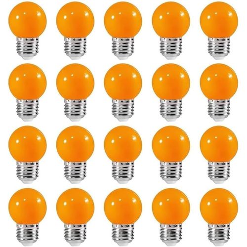 Lot De 20 Ampoule Led Couleur E27 2w Équivalente 20w E27 Ampoule Économie Guirlande Lumière De Golf Orange Led Ampoules Multicolore Pour Maison Bar Fête Décoration D'ambiance[Amp741542]