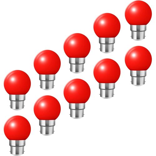 Ampoules Baïonnette B22 Ampoule Led Feston 2w (Équivalent 20w), Ampoule Écoénergétique Écoénergétique Colorée Rouge, Petites Ampoules De Noël Bc Cap, Paquet De 10[Amp741646]