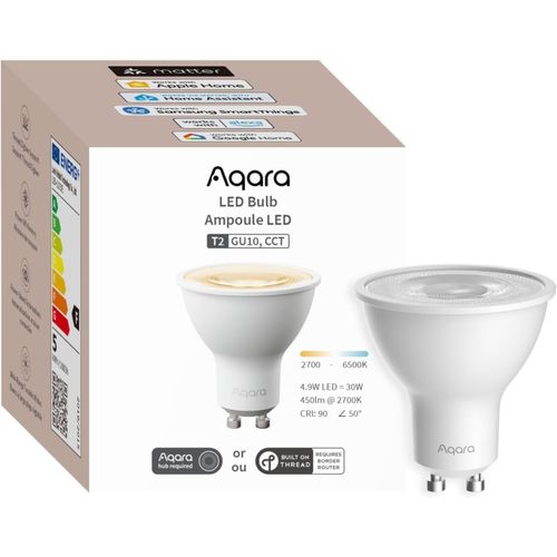 Ampoule Led T2 (Gu10, Cct), Thread/Zigbee, Blanc Dimmable, 2700 K-6500 K, Equivalent 30 W, Matter, Ampoule Connectée Compatible Avec Homekit, Alexa, Google Home[Amp741349]