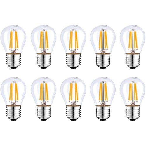 Un Paquet De 10 Lampes À Économie D'énergie Led E27,Équivalent À Incandescence Incandescent 4w 40w,Lumière Blanche Chaude 2700k, Lampe À Incandescence Transparente À Vis Edison G45[Amp740349]