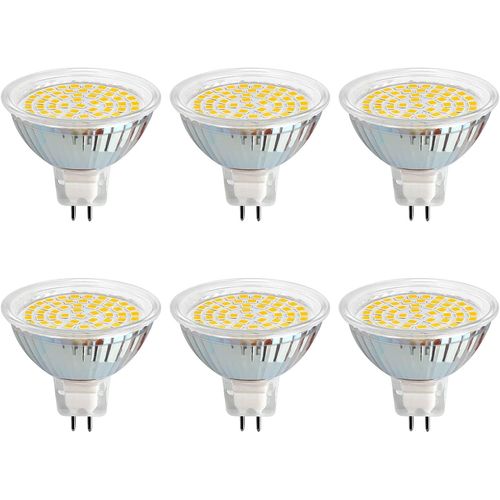 Ampoule Gu5.3 Led 12v 5w Blanc Neutre 4000k, Ø50mm, Équivalent Gu5.3 35w 50w, 500lm, Ac/Dc 12v Mr16 Gu5.3 Spot Led Encastrable Pour Jardin Extérieur/Entrée, Non-Dimmable, Lot De 6[Amp740559]