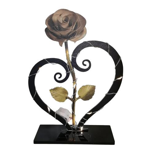 Lampe De Table En Forme De Coeur En Métal Rose Avec Lampe Cadeau De Saint Valentin (D)