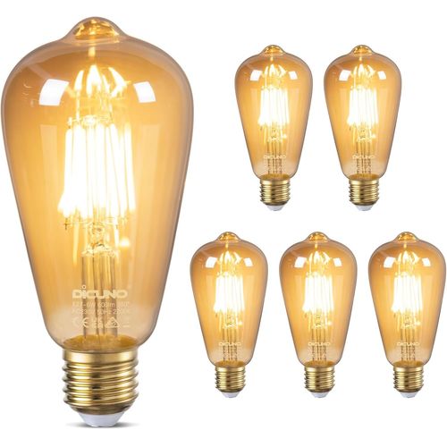 Ampoule Edison Vintage E27 6w, Ampoule Edison Led Décorative Équivalent 60w, Blanc Chaud 2200k, Verre Ambré, Non Dimmable, Lampe À Filament Led E27 Pour Restaurant, Café, Bar, 6 Pi[Amp740449]