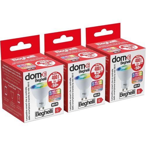 Dom-E Ampoule Led Alexa Smart Spot Gu10 Rgb-Cct Wifi, Lampe Compatible Avec L'application, Installation Facile, Réglage Des Couleurs En Lumière Chaude Et Froide, 3 Pièces[Amp742676]