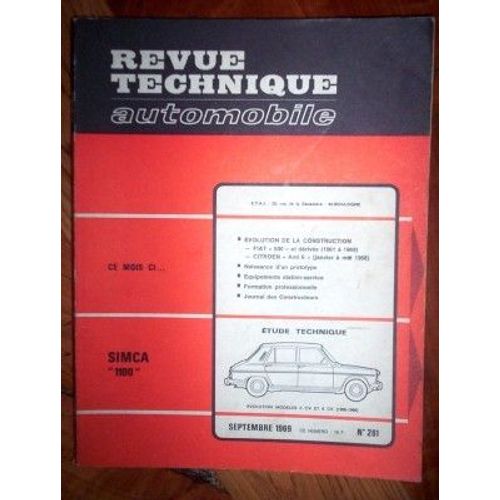 Revue Technique Automobile  N° 281 : Simca 1100