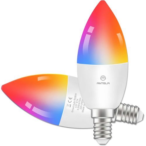 Ampoule Connectée Wifi Led E14 Ampoule Intelligente Compatible Avec Alexa Et Google Home, Télécommande, Commande Vocale, Couleur Dimmable, Aucun Concentrateur Requis, 2 Pcs[Amp742833]