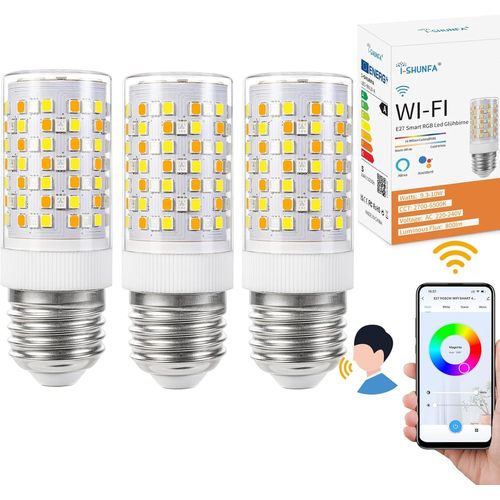 Ampoule Intelligente E27 Rgbcw Led,Changement De Couleur Avec Synchronisation Musicale Des Ampoules,10w,800lm,Wifi Led Smart Ampoule Fonctionnant Avec Alexa Google Home,3 Pack[Amp744421]