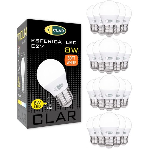 Ampoule Led E27 8w, Petite Ampoule Led E27 3000k, Équivalent 60w-70w Blanc Chaud 3000k (Pack 20)[Amp742858]