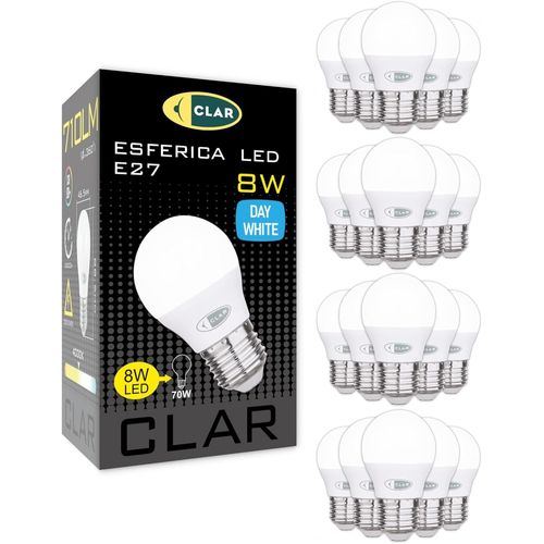 Ampoule Led E27 8w, Petite Ampoule Led E27 4000k, Équivalent 60w-70w Blanc Neutre 4000k (Pack 20)[Amp742850]