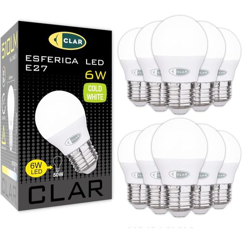 Ampoule Led E27 6w, Petite Ampoule Led E27 6000k, Équivalent 40w-50w Blanc Froid 6000k (Pack 10)[Amp742861]