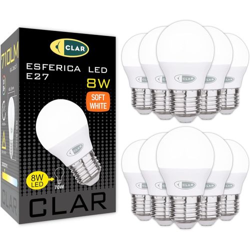 Ampoule Led E27 8w, Petite Ampoule Led E27 3000k, Équivalent 60w-70w Blanc Chaud 3000k (Pack 10)[Amp742863]