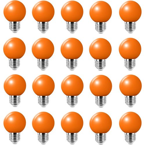 Lot De 20 Ampoule Couleur Led E27 2w, Équivalent Incandescence 20w, 2w G45 Ampoule Écoénergétique Colorée, Ampoule Mini Globe, Pour Mariages, Halloween, Noël,Orange[Amp743001]