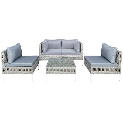 Costway Ensemble 5 Pièces Table Et Chaises De Jardin Extérieur Avec Coussins, Table En Verre Trempé, Housses De Coussin Amovibles
