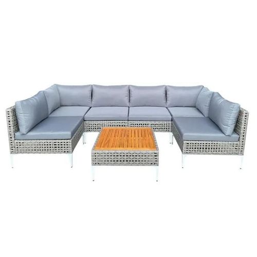 Costway Ensemble 7 Pièces Table Et Chaises De Jardin Extérieur Avec Coussins, Table En Bois D'acacia, Housses De Coussin Amovibles