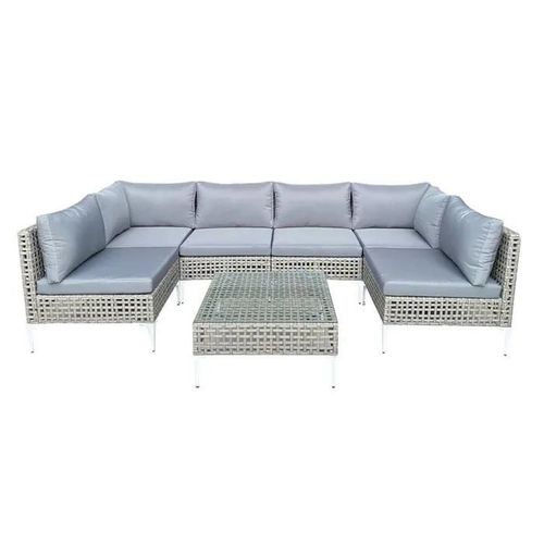 Costway Ensemble 7 Pièces Table Et Chaises De Jardin Extérieur Avec Coussins, Table En Verre Trempé, Housses De Coussin Amovibles