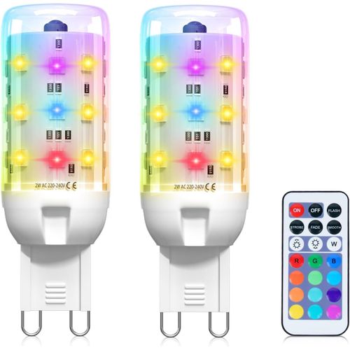 Ampoule G9 Led Multicolore Dimmable, Ampoule G9 Connectée 2w, Télécommande Ir, 12 Couleurs, Lumière Blanc Chaud 3000k, Ampoule Led G9 Pour Salon, Chambre, 2 Pièces[Amp743026]