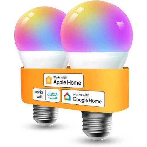 Ampoule Wifi Connectée,E27 Led Compatible Avec Apple Homekit,Alexa/Google Home,810lm,9w 2700k-6500k, Rgbww Dimmable (Équivalent 60w) Avec Commande Vocale,Contrôle À Distance[Amp744787]