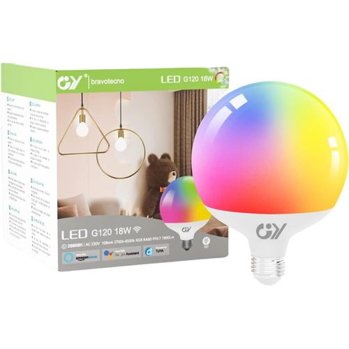 Ampoules Connectée E27 Led Wifi 18w Globe G120 1800lm, Intelligente Dimmable Multicouleurs Rgb&cct 2700k-6500k, Ampoule Smart Life Compatible Avec Alexa/Google Home[Amp742290]